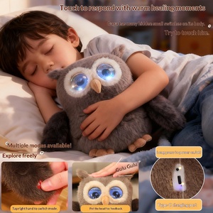 Gufo Parlante Intelligente AI in Velluto con Doppio Occhio e Emozioni, Rivestimento in Rete per Interazione WIFI, Bambola Compagna Antistress per Età 14+ - Product Image 1