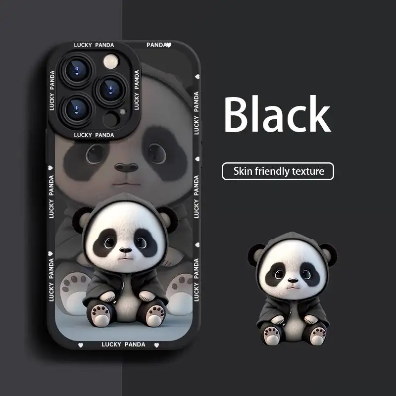 Für iPhone 15 Pro Max Handyetui silikon weiche Schale Panda cartoon design niedlich 14 Pro Max alles gewickelt Schutz