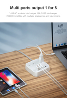 Rallonge électrique à 3 prises CA avec protection contre les surcharges, multiprise universelle USB, bloc multiprise USA