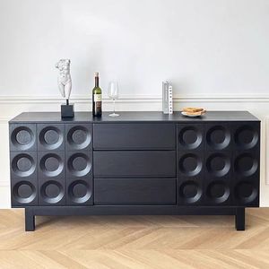 Aparador de Gran Capacidad de Estilo Moderno de Mediados de Siglo, Mueble de Almacenamiento Lateral de Madera Sólida para Sala de Estar - Product Image 4