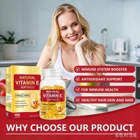 Complément alimentaire naturel à la vitamine E en gélules molles 100 % naturelles, 400 UI, antioxydant, soutient la santé de la peau, des cheveux et des ongles, marque privée