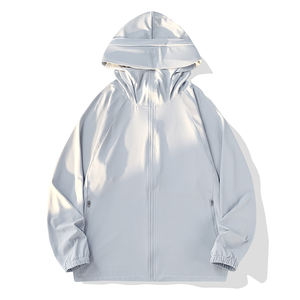 Ropa de protección solar de seda helada con logo personalizado, transpirable, con protección UV, para pesca y ciclismo, chaqueta fina de protección solar, transpirable y a la moda. - Product Image 1