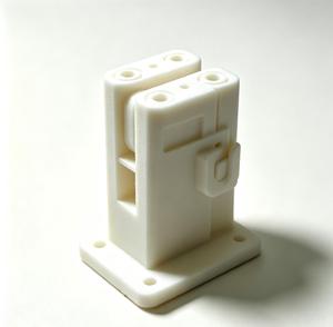 Servicio de Impresión 3D Personalizado: Componente Conector de Plástico Blanco para Prototipado Rápido con Orificios Cilíndricos Dobles y Base de Montaje - Product Image 3
