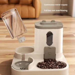 Mangkuk pemberi makan otomatis pola padat, mangkuk ganda perlengkapan hewan peliharaan bak air minum terintegrasi - Product Image 4