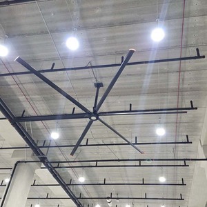 Ventilateurs de plafond industriels HVLS de taille industrielle 7,3 m, noir/gris argenté, avec pales et moteur en aluminium - Product Image 3