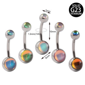 G23 Titanium Flash <span class=keywords><strong>Film</strong></span> Nombril Anneaux de nombril Piercing incurvé Anneaux de ventre colorés pour les femmes Fashion Body Piercing Jewelry - Product Image 2