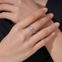 Bague en argent sterling S925 avec moissanite taille cœur 6x6mm, motif Claddagh mains entrelacées, filigrane, pour femme