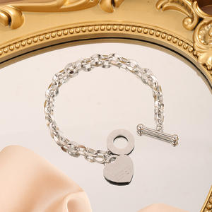 Oem Acero Inoxidable Señoras Amor Corazón Mujeres Acero Inoxidable Cadena Pulsera Moda 2024 Brazaletes Brazalete - Product Image 4
