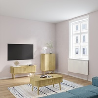 Direct usine : Commode en bois pour chambre à coucher, bureau en rotin pour salon avec 2 tiroirs et table d'angle