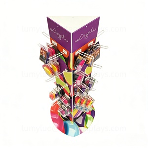 Présentoir à pinceaux de maquillage avec crochets, étagères métalliques sur pied à 3 faces pour l'organisation des outils de salon, les cosmétiques et le merchandising de peignes en magasin - Product Image 4