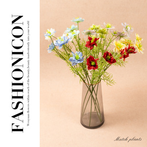 Fleurs artificielles de nigelle à 5 têtes en soie HZC-711, standardisées pour salon, table à manger, arrangements de photographie de mariage - Product Image 3