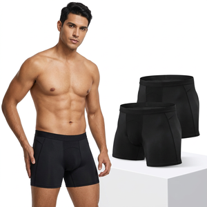 Sous-vêtements ajustés noirs pour hommes, shorts en spandex et polyester respirants, taille adulte - Product Image 4