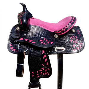 Cuir véritable léger de qualité supérieure, style western, fabriqué à la main, confortable, pour la course de barils, le rodéo, les spectacles équestres - Product Image 1