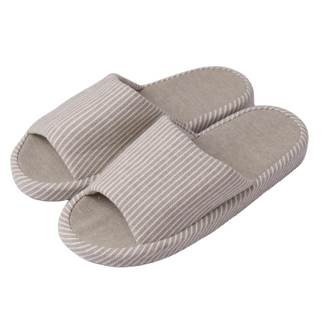 Women's and Men's Cotton Flax Memory Foam for Slippers Casual Open Toe Indoor House for Slippers with Anti-Slip Feature