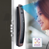Serrure de porte intelligente TIMY Tuya WIFI avec reconnaissance faciale 3D, empreinte digitale, verrouillage automatique, vision nocturne et visiophone numérique