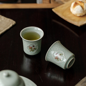 Guanlan Banana Moonlight Ceramic <b>Teacup</b> Small Size Floral Pattern Porcelain Tea Tasting Cup For Home Use And Entertaining - Product Image 4