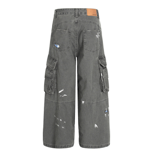 מכנסי ג 'ינס בסגנון אמריקאי לגברים, עם כיסים גדולים, בסגנון וינטג', במצוקה, מתאים רופפים, וממזדמן - Product Image 3