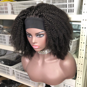 FYX Hair Perruque Bandeau <span class=keywords><strong>Foulard</strong></span> <span class=keywords><strong>Cheveux</strong></span> Humains Courts Bouclés <span class=keywords><strong>Afro</strong></span> Kinky Brésiliens Remy - Product Image 1