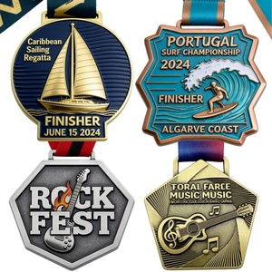Médaille de sport personnalisée en métal, design moderne et antique, en alliage de zinc 3D doré, pour marathon, vente en gros à prix réduit - Product Image 2