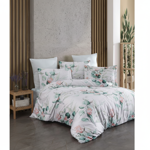 Juego de Funda Nórdica de Satén de Algodón con Mezcla de Bambú Varol 250 TC, Diseño Floral, Tamaño Doble, 4 Piezas-ELBST - Product Image 3