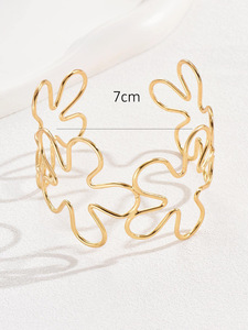 Brazalete de Brazo con Forma de Flor Simple en Oro y Plata, Geométrico, Creativo, Personalizado, Hueco, Abierto y Ajustable - Product Image 6