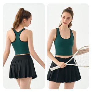 Vente en gros col en <span class=keywords><strong>U</strong></span> personnalisé tricoté haut torsadé à la mode décontracté coupe ajustée anti-transpiration sous les bras chemises pour femmes - Product Image 3