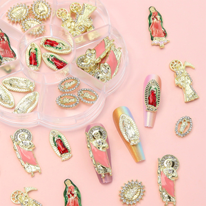 เครื่องประดับ<span class=keywords><strong>3D</strong></span> สุดหรูสำหรับตกแต่งเล็บพลอยเทียม San Judas สีชมพูชุบโลหะอัลลอยสำหรับงานฝีมืออุปกรณ์ทำเล็บแบบทำมือแบบทำมือ ZB68 - Product Image 5