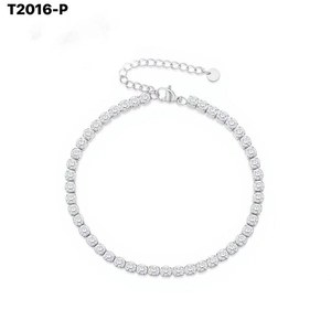 Amy Amy Silver Crystal <b>Anklet</b> Rhodium Plated Round Cut Bezel Setting Classic Women's Everyday Wear T2016 - Product Image 1