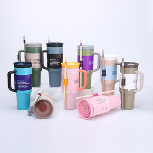 Gobelet isotherme en acier inoxydable de 40 oz avec poignée, logo personnalisé, double paroi isolée, avec couvercle à paille pour voiture - Product Image 2