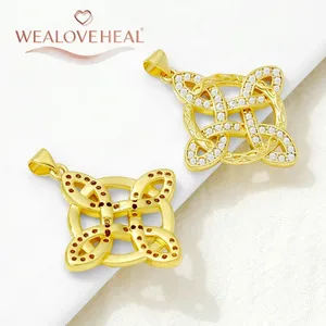 Colgante de Nudo Mágico de Bruja Chapado en Oro de 18K con Circonia, Amuleto de <span class=keywords><strong>Buena</strong></span> <span class=keywords><strong>Suerte</strong></span> <span class=keywords><strong>para</strong></span> Brujería, Amuleto de Protección Wicca <span class=keywords><strong>para</strong></span> Fabricación de Joyas - Product Image 3