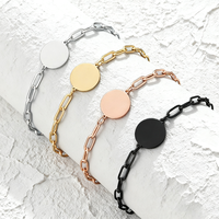 Bracelet rond en acier inoxydable gravable personnalisé Ywyougang, chaîne à maillons trombone avec breloque pour femme, idéal pour le quotidien et les cadeaux
