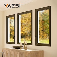 Ventana abatible de vidrio templado de seguridad Marco de aluminio Ventanas inclinables y giratorias a prueba de sonido para Cocina
