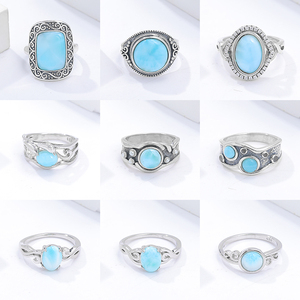 XYOP手作り<span class=keywords><strong>925</strong></span>スターリングシルバージュエリー子供用完璧なスタイル天然ラリマーリング卸売メーカー - Product Image 4