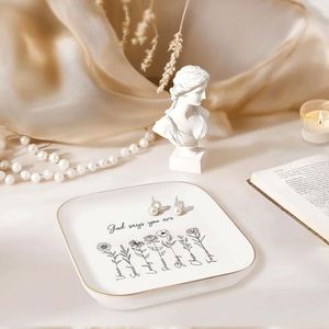 Custom Brand Logo <b>Ceramic</b> Trinket Tray Personalized Jewelry Dish Square Porcelain <b>Ring</b> Plate for Corporate Promotion Gifts - Product Image 3