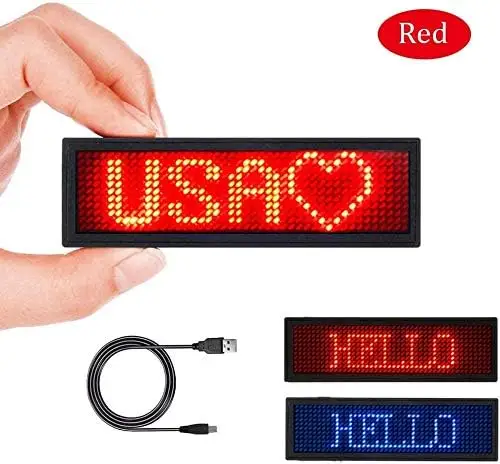 LED Name Badge for Business USB Programming Digital Display 44 x 11 Pixels Use Rechargeable LED Card Screen