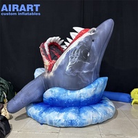Tête de requin gonflable pour décoration d'activités, formes personnalisées, tête de requin horrible gonflable