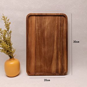 Plateau en bois d'acacia 20x30cm, plateau rectangulaire pour servir des fruits, du pain, vaisselle de table - Product Image 1