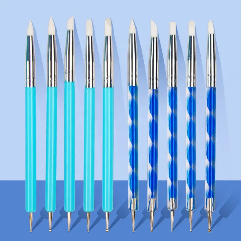 Set di strumenti per punteggiatura punta in gomma siliconica 5 pezzi per pennelli per unghie artigianali pittura argilla polimerica scultura strumenti di modellazione Fimo