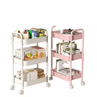 Étagère de rangement multifonctionnelle à deux niveaux en plastique ABS pour la maison, étagère à légumes, chariot de cuisine, salle de bain, chambre à coucher avec roulettes, non pliable