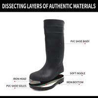Bottes en PVC imperméables antidérapantes anti-écrasement unisexes hauteur genou pour extérieur réutilisables avec embout en acier et semelle intérieure en plastique pour l'agriculture