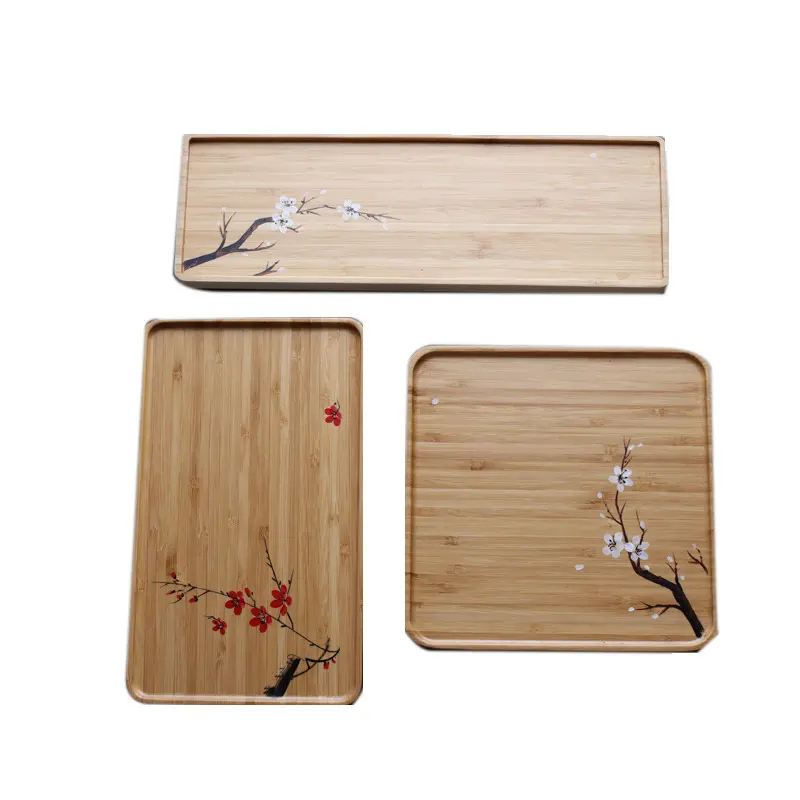 Dry Brew Hand-painted Bamboo Tea Tray Simple Small Tea Table Set Accessories Office Household Bamboo Dry Tea Tray