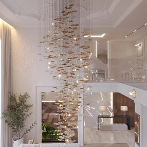 Vente chaude Art Personnalisé Plafond En Verre Suspendu Pendentif <span class=keywords><strong>Fleur</strong></span> Papillon <span class=keywords><strong>Suspension</strong></span> Monté Pour Salon ou Escalier Décoration - Product Image 5