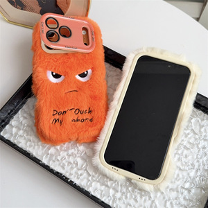 Cover per Telefono con Espressione Arrabbiata Cartoon, Peluche Morbido per iPhone Air 11 12 14 13 15 16 17 Pro Max, Supporto per Obiettivo, Custodia Antiurto - Product Image 5