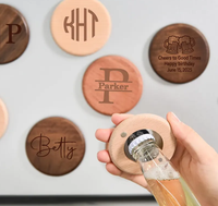 Décapsuleur en bois magnétique avec logo personnalisé Décapsuleur pour boisson cannette ronde à graver fête de mariage avec logo