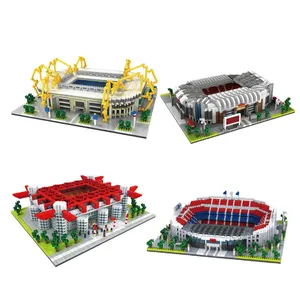 Miniature plastic soccer field small particle building blocks assembly construction stadium model