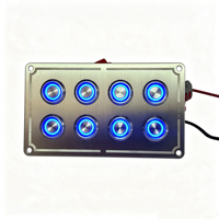 Panneau de commande marin étanche 4, 6 ou 8 voies 12V/24V DC à 8 boutons avec indicateur lumineux LED bleu pour bateau, camping-car, yacht, Jeep, véhicule