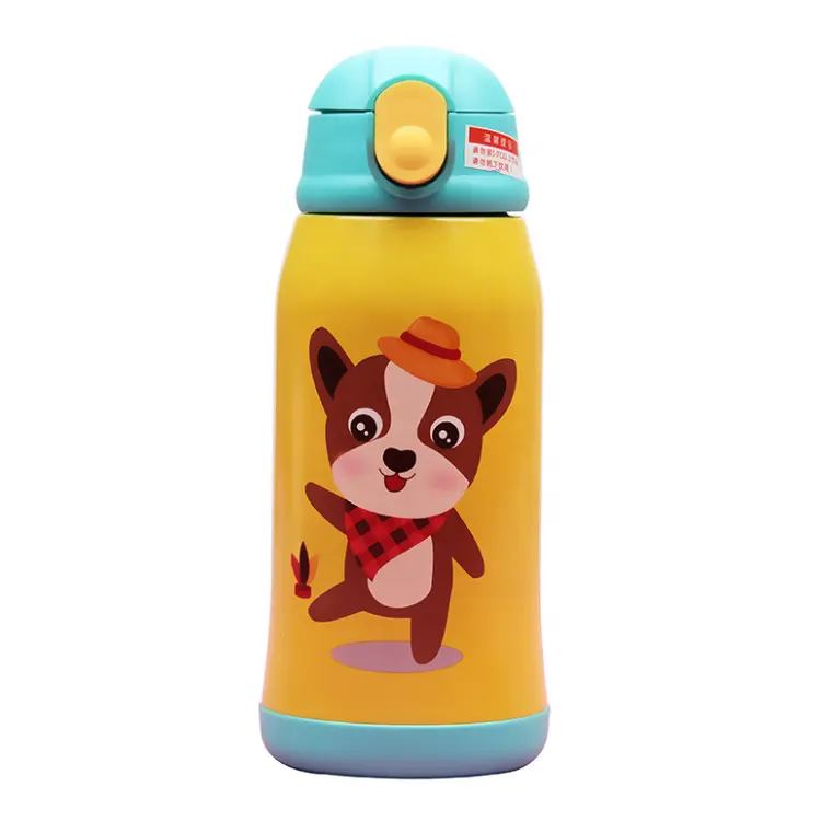 2022 600ml children/kids thermos flask stainless steel children water bottle for kids with straw and carry bag