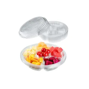 Recycelbare Thermo form Clear PET Food Fruit Runde Kunststoffs chale mit 6 Fächern