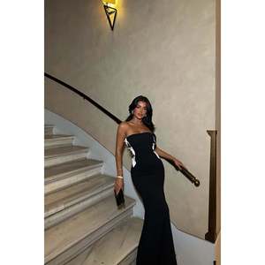 Black Long Bow-Detail <b>Prom</b> <b>Dress</b> - Product Image 6