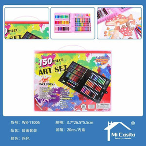 Ingrosso 150 pezzi di cancelleria d'arte con pennarelli pastelli matite di colore per disegnare la pittura di scrittura in legno - Product Image 1